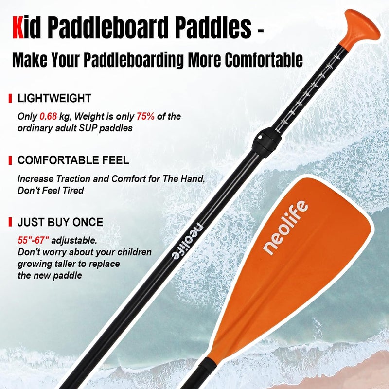 WONITAGO SUP Paddles for Kid with Aluminum Shaft and PP Blade, Floating Stand Up Paddle Board Paddle for Youth and Junior, Adjustable 140-170 cm/55-67 Inches - Image 4